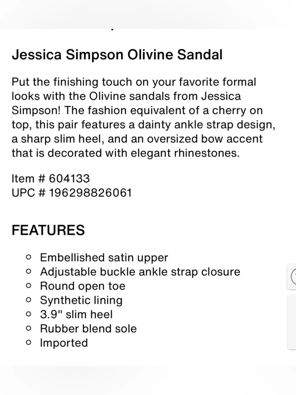 NWOT, Jessica Simpson Olivine Sandal, 7.5 M - Picture 5 of 5